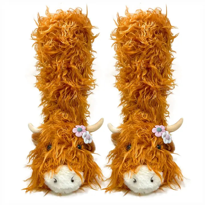 Highland Cattle  Women's Plush Non-Slip Slipper Socks