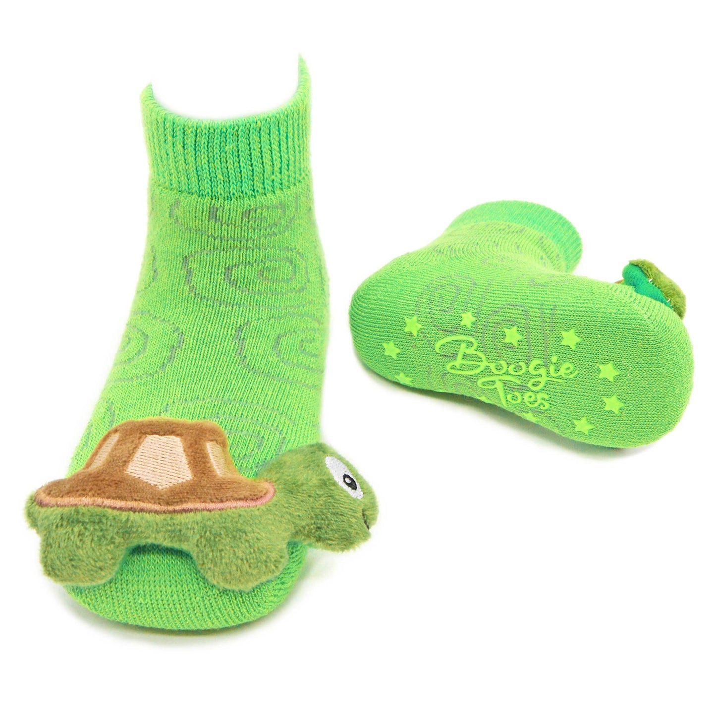 Green Turtle Boogie Toes Rattle Socks