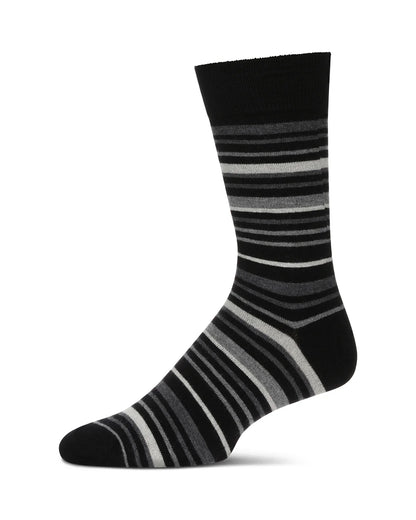 MEN'S SLICK STRIPES LUXURIOUSLY SOFT CASHMERE BLEND CREW SOCKS