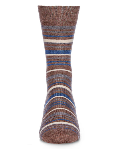 MEN'S SLICK STRIPES LUXURIOUSLY SOFT CASHMERE BLEND CREW SOCKS