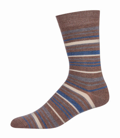 MEN'S SLICK STRIPES LUXURIOUSLY SOFT CASHMERE BLEND CREW SOCKS