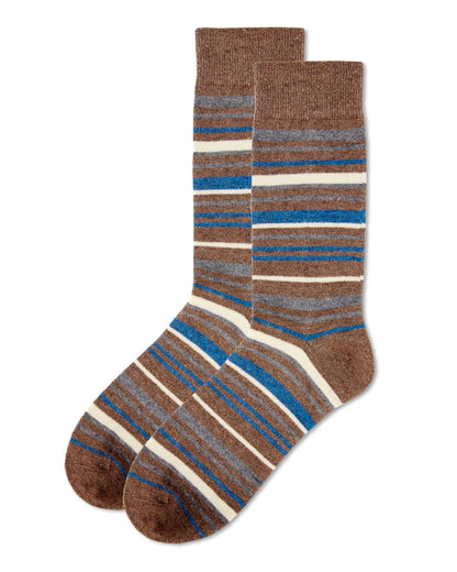 MEN'S SLICK STRIPES LUXURIOUSLY SOFT CASHMERE BLEND CREW SOCKS