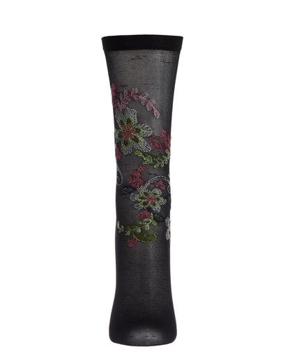 CASCADING CYPRUS FLORAL SHEER CREW SOCK