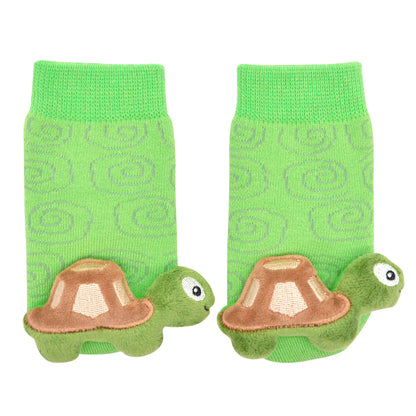 Green Turtle Boogie Toes Rattle Socks