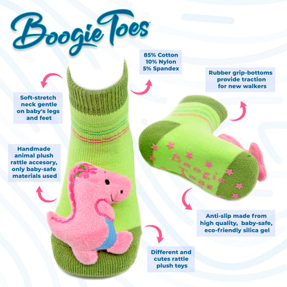 Green Dinosaur Boogie Toes Rattle Socks